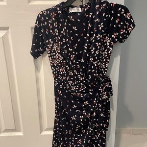 Motherhood Maternity Waist Tie Surplice Faux Wrap Dark Blue Dress Size Medium